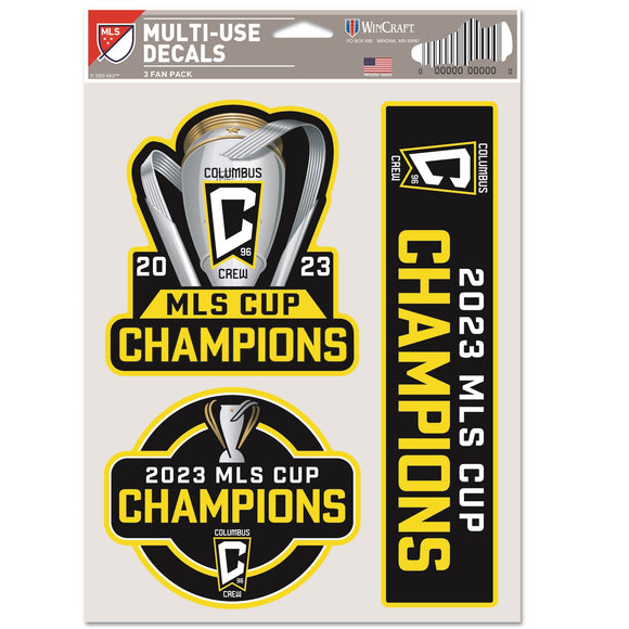 Columbus Crew WinCraft '23 MLS Cup Champs 3 Pack Decal - Columbus Soccer Shop